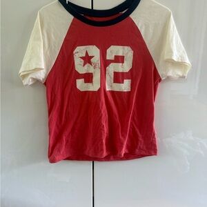 Red and White Cropped Shirt